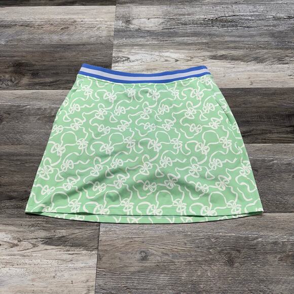 Polo Golf Ralph Lauren‎ Ribbon Bow Print Green Womens M Golf Skort Tennis Skirt - Picture 2 of 10